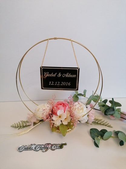 Namensaufsteller mit Trockenblumen Ringe Model 6