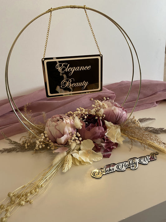 Namensaufsteller mit Trockenblumen Ringe Model 3