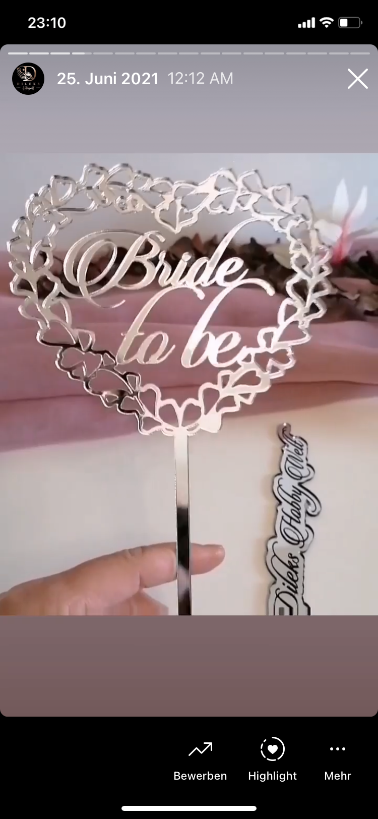 Cake Topper aus Plexiglas - Herz