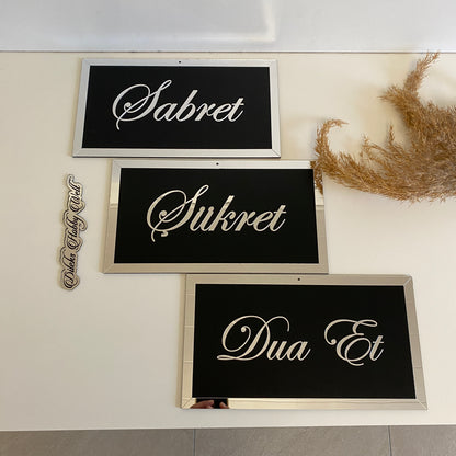 Dua 3'er Set Wand-Deko - Sabret, Sükret, Dua et