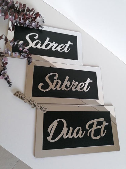 Dua 3'er Set Wand-Deko - Sabret, Sükret, Dua et