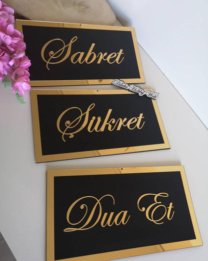 Dua 3'er Set Wand-Deko - Sabret, Sükret, Dua et