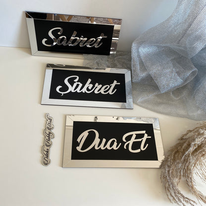 Dua 3'er Set Wand-Deko - Sabret, Sükret, Dua et