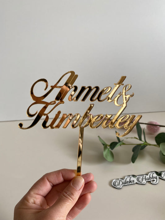 Cake Topper aus Plexiglas - zweizeilig (&)